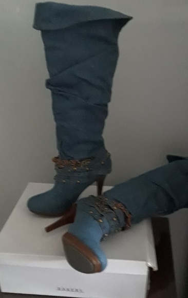 Denim over the knee boots. - Picture 2 of 6